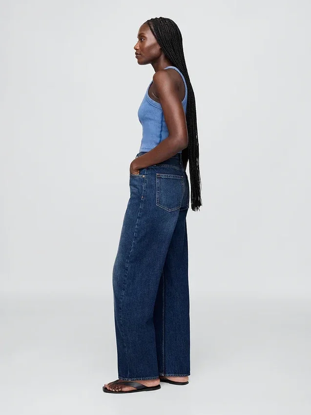 Jeans med høy midje og bred benform