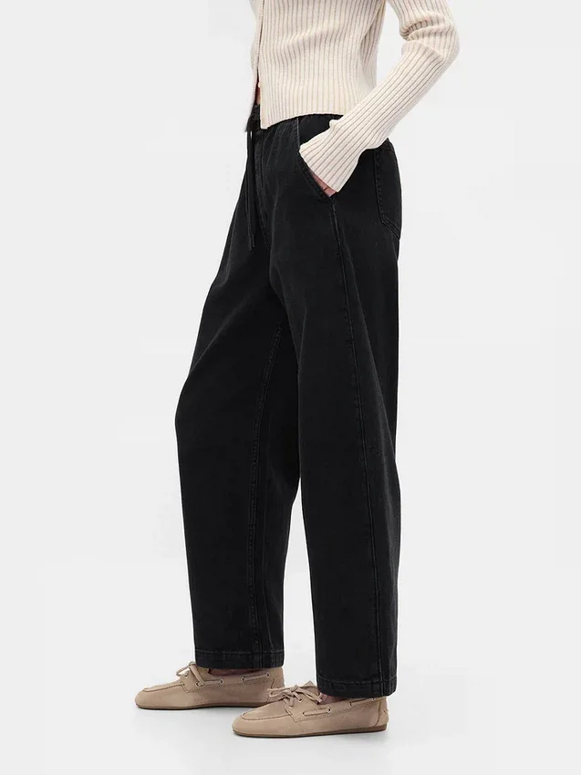Jeans med høy midje og bred benform