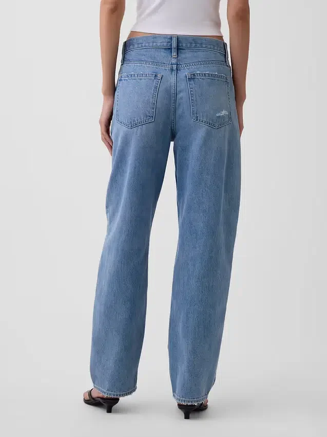Jeans med høy midje og bred benform