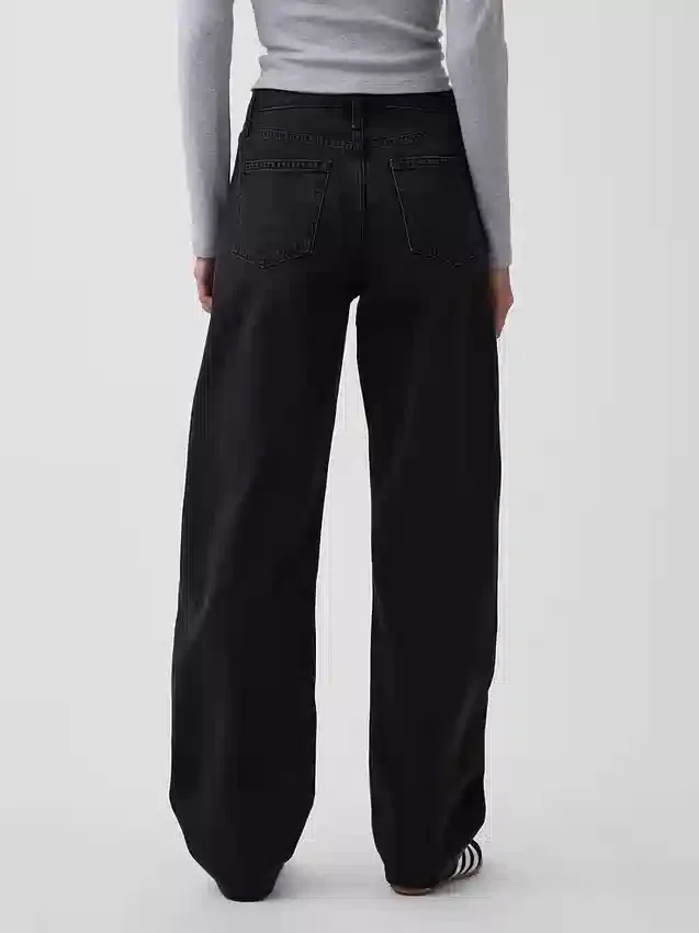 Jeans med høy midje og bred benform