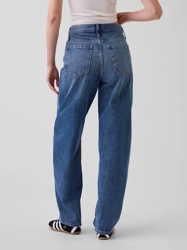 Jeans med høy midje og bred benform