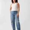 Jeans med høy midje og bred benform