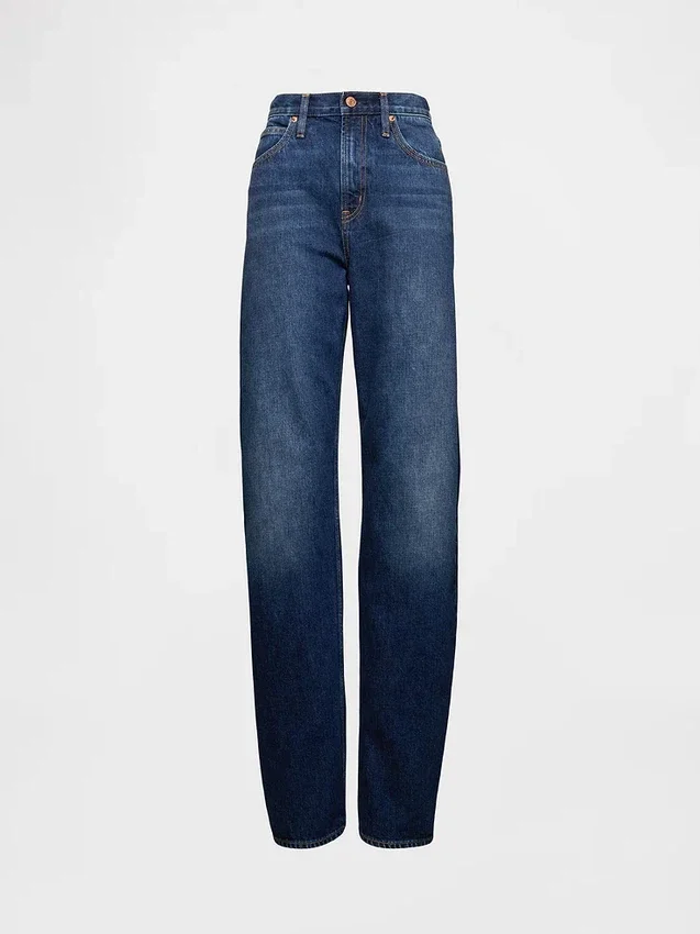 Jeans med høy midje og bred benform