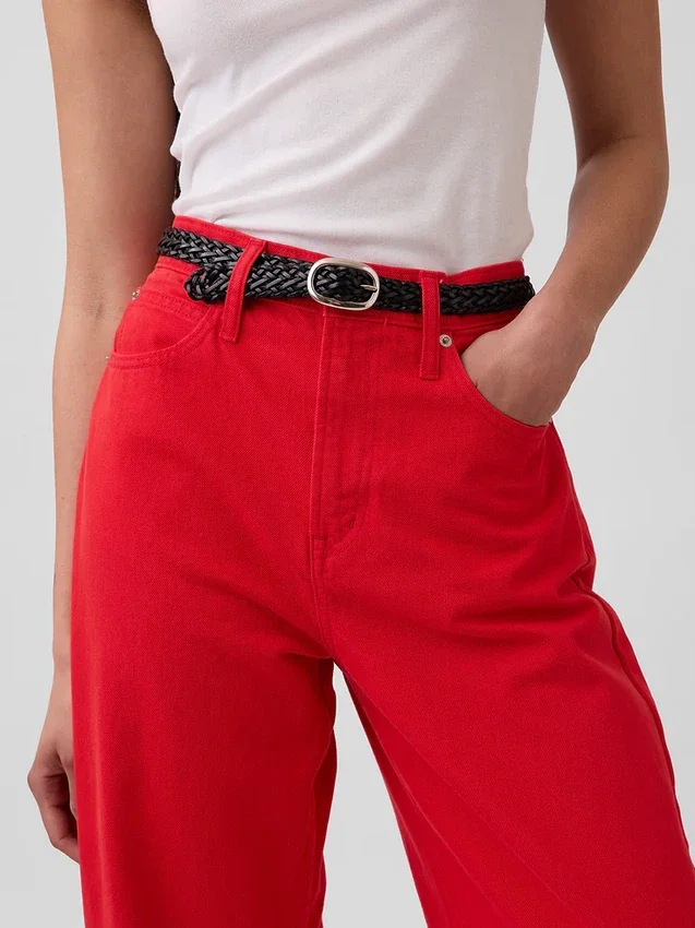Jeans med høy midje og bred benform