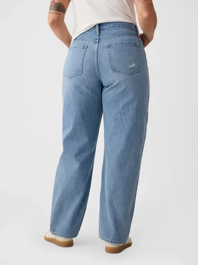 Jeans med høy midje og bred benform