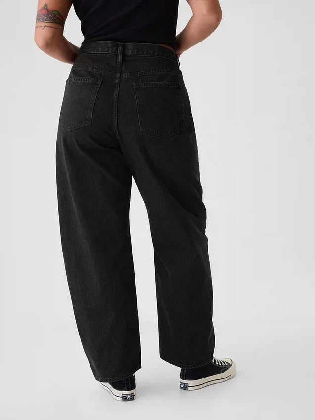 Jeans med høy midje og bred benform