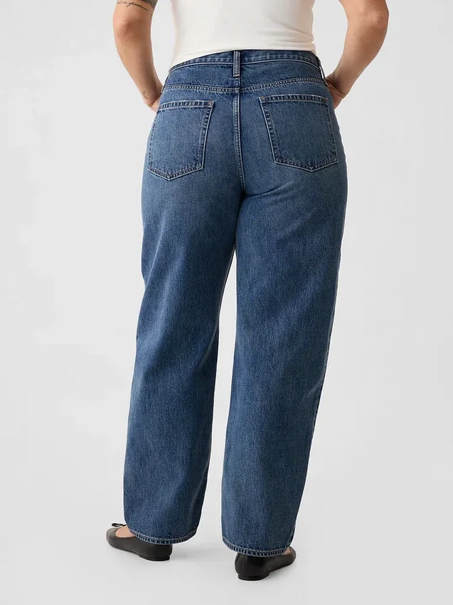 Jeans med høy midje og bred benform