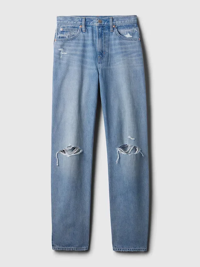 Jeans med høy midje og bred benform