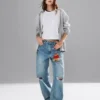Jeans med høy midje og bred benform