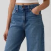 Jeans med høy midje og bred benform