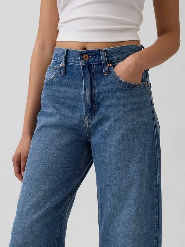 Jeans med høy midje og bred benform