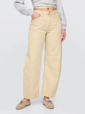 Jeans med høy midje og khakistriper