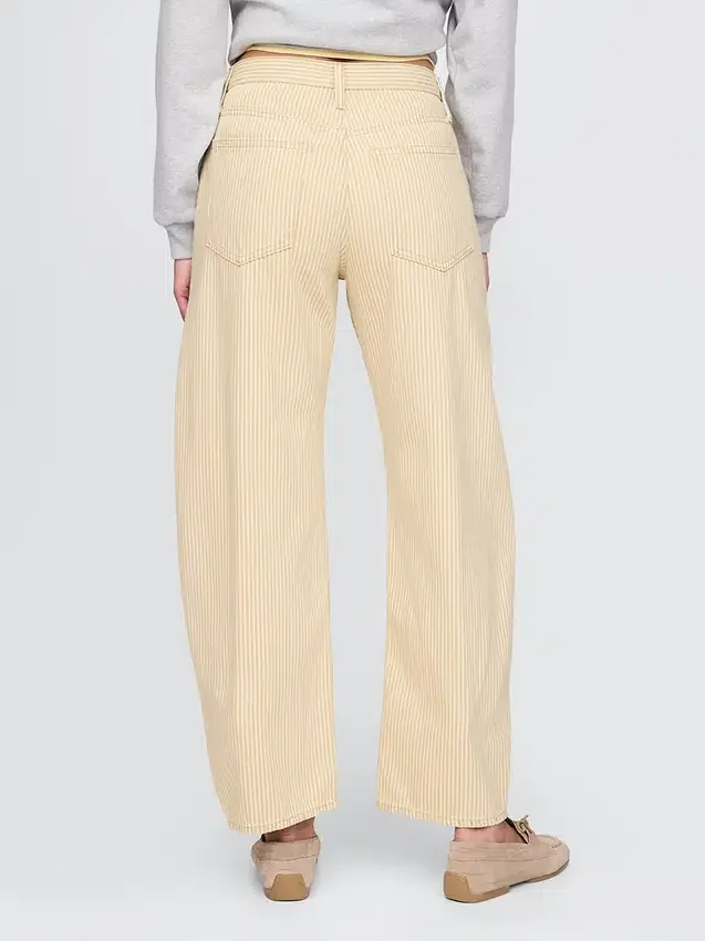 Jeans med høy midje og khakistriper