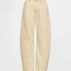 Jeans med høy midje og khakistriper