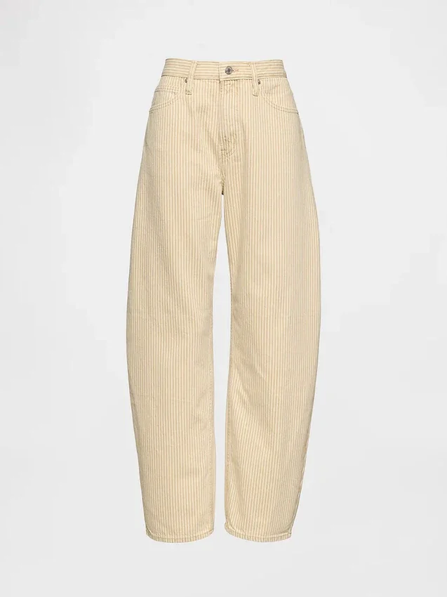 Jeans med høy midje og khakistriper