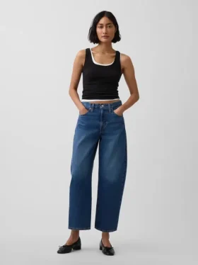 Jeans med høy midje og kort ben