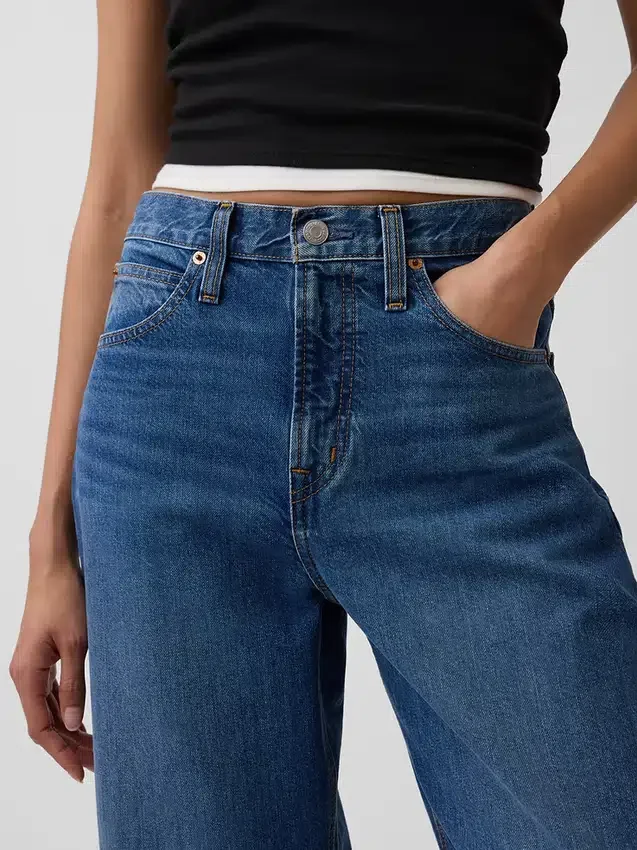 Jeans med høy midje og kort ben