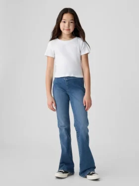Jeans med høy midje og kryssende ben for barn