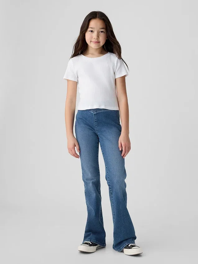 Jeans med høy midje og kryssende ben for barn