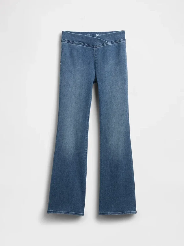 Jeans med høy midje og kryssende ben for barn