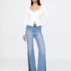 Jeans med høy midje og lapper i 70-tallsstil
