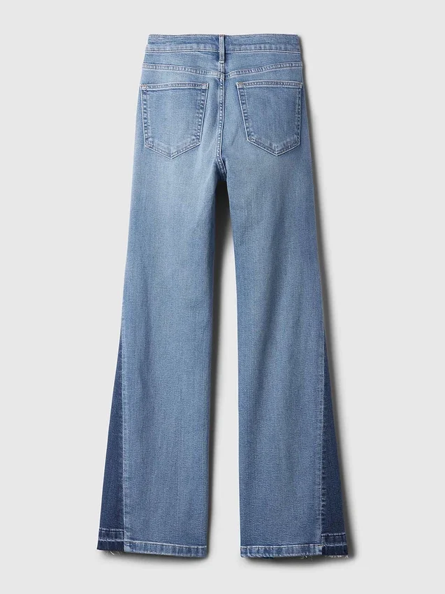 Jeans med høy midje og lapper i 70-tallsstil
