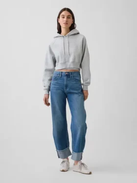 Jeans med høy midje og oppbrettede ben