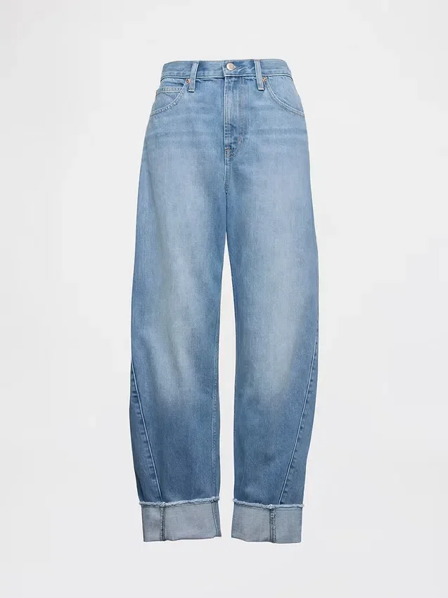 Jeans med høy midje og oppbrettede ben