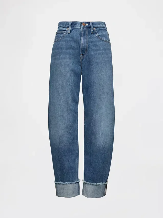 Jeans med høy midje og oppbrettede ben