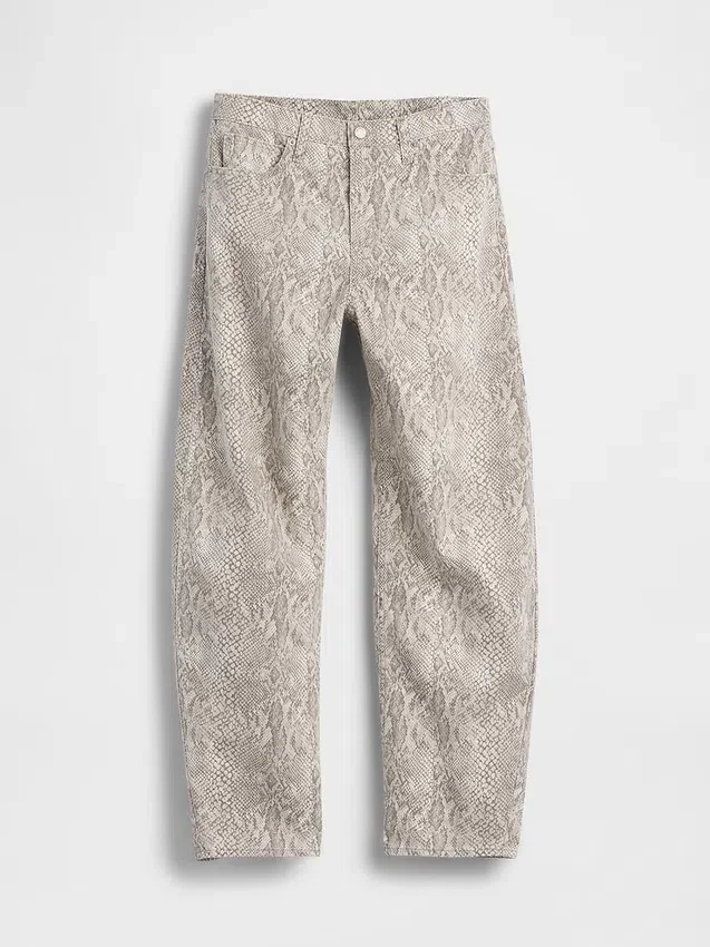 Jeans med høy midje og slangemønster