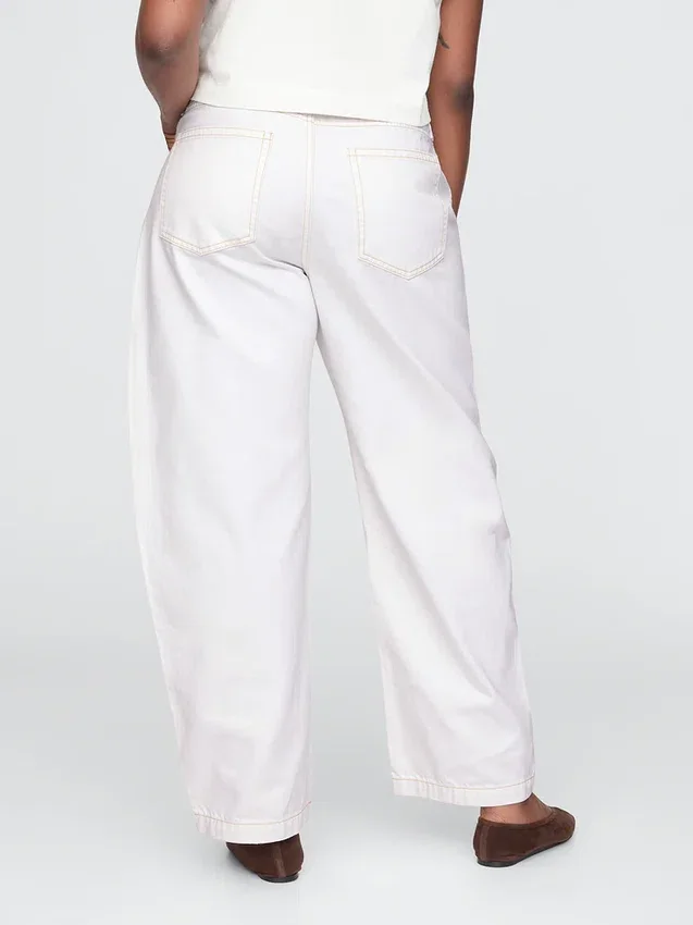 Jeans med høy midje og tønneformet snitt