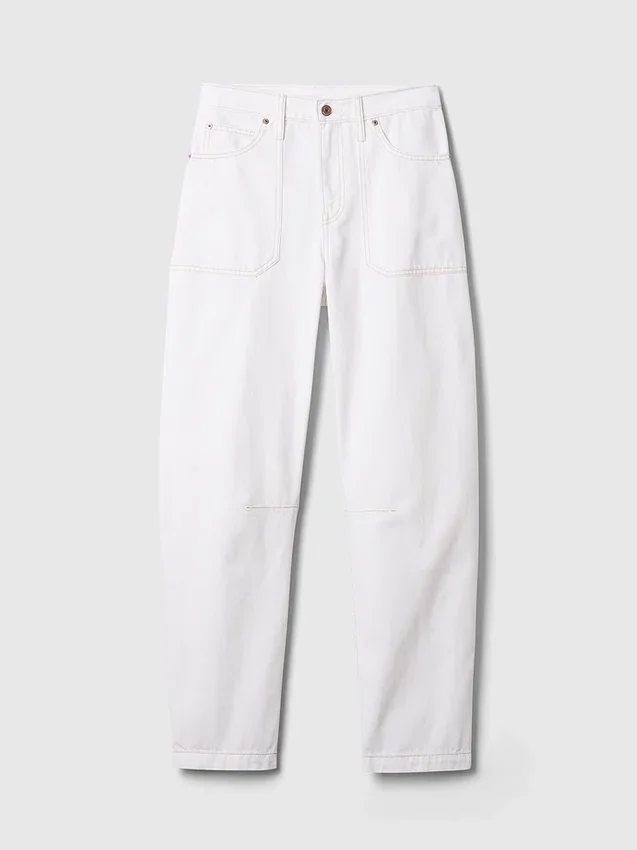 Jeans med høy midje og tønneformet snitt