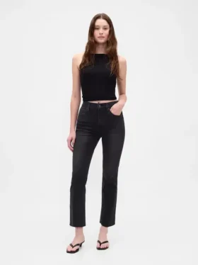 Jeans med høy midje og utvidet ben