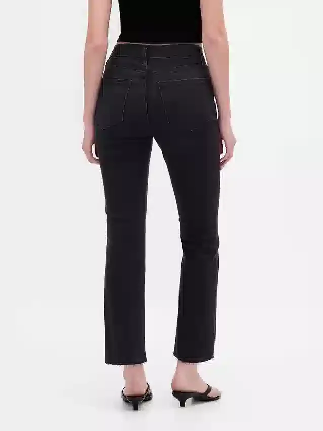 Jeans med høy midje og utvidet ben