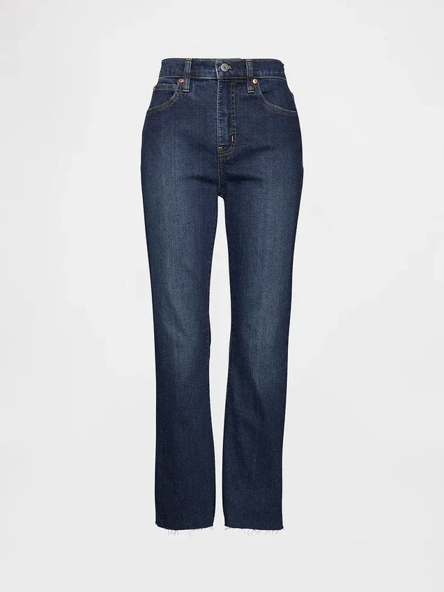 Jeans med høy midje og utvidet ben