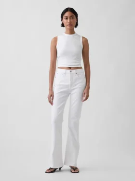Jeans med høy midje og utvidet ben i 70-tallsstil