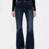 Jeans med høy midje og utvidet ben i 70-tallsstil