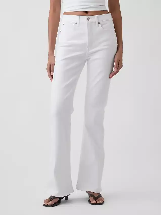 Jeans med høy midje og utvidet ben i 70-tallsstil
