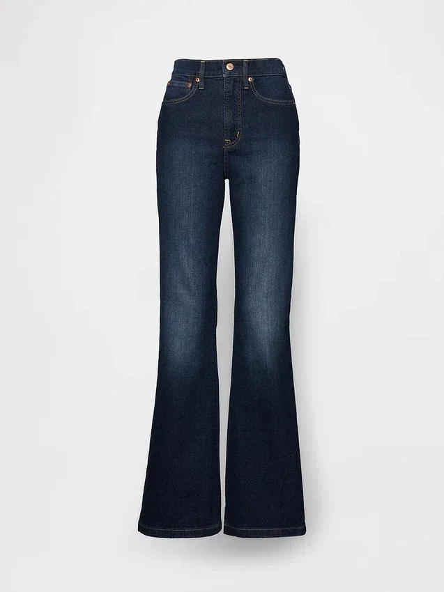 Jeans med høy midje og utvidet ben i 70-tallsstil