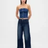 Jeans med høy midje og vid benbredde