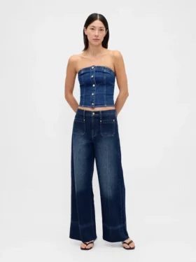 Jeans med høy midje og vid benbredde