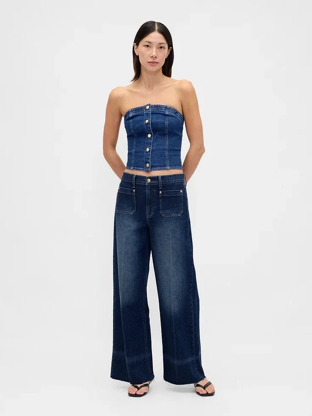 Jeans med høy midje og vid benbredde