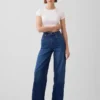 Jeans med høy midje og vid benbredde