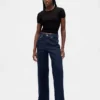 Jeans med høy midje og vid benbredde