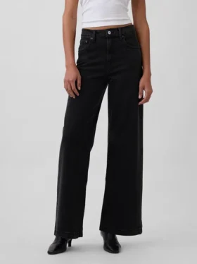 Jeans med høy midje og vid benbredde