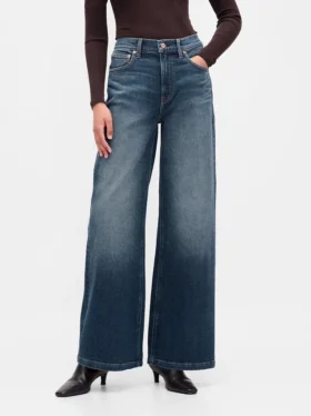 Jeans med høy midje og vid benbredde