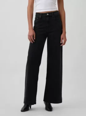 Jeans med høy midje og vid benbredde