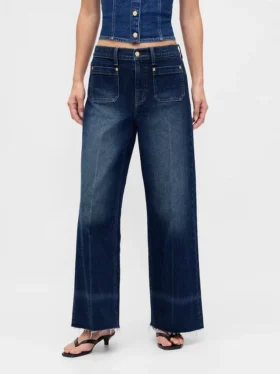 Jeans med høy midje og vid benbredde