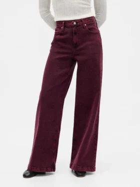Jeans med høy midje og vid benbredde