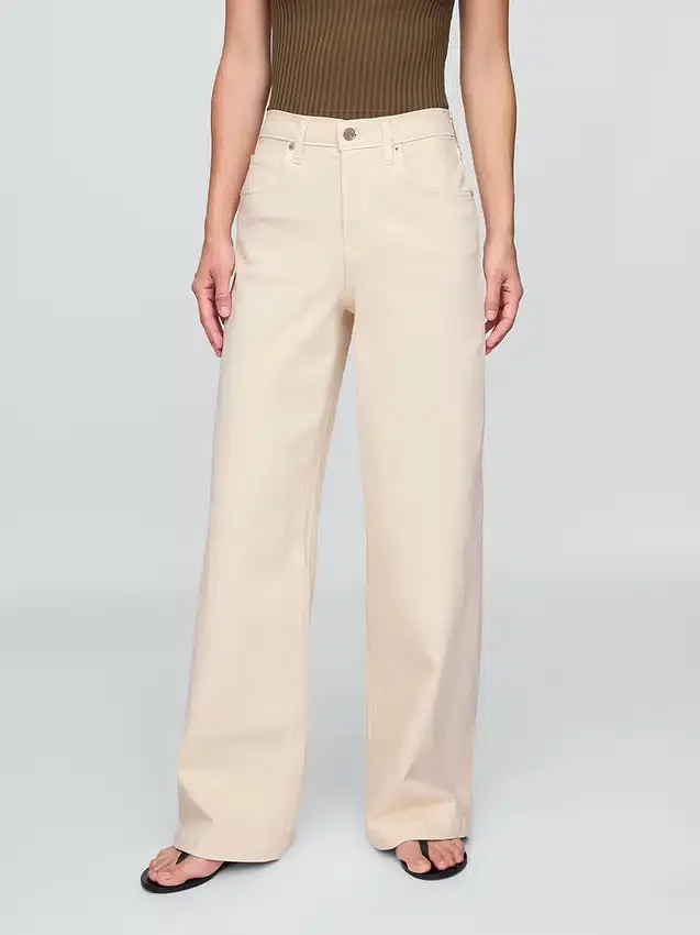 Jeans med høy midje og vid benbredde
